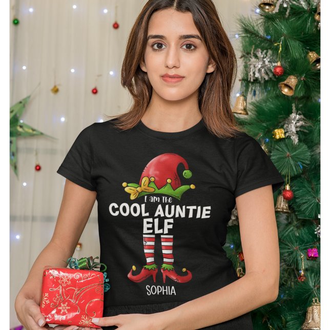 Camiseta I am The Cool Auntie Elf Funny Elf (Criador carregado)