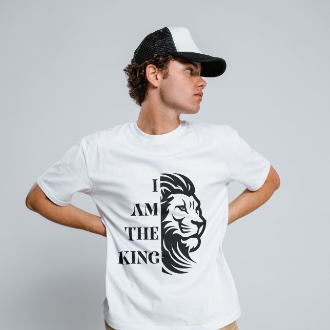 Camiseta I am the King | Cool Lion Face Typography  (Criador carregado)