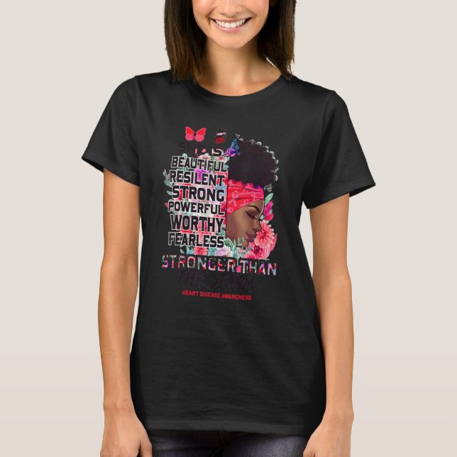 Camiseta I Am The Storm Black Woman Afro Heart Disease Awar (Frente)