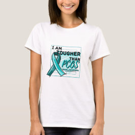 CAMISETA I AM TOUGHER THAN PCOS TEAL RIBBON AWARENESS
