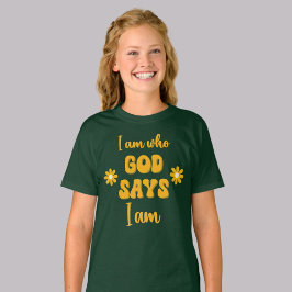 Camiseta I Am Who God Says - Floral Christian Faith Based 
