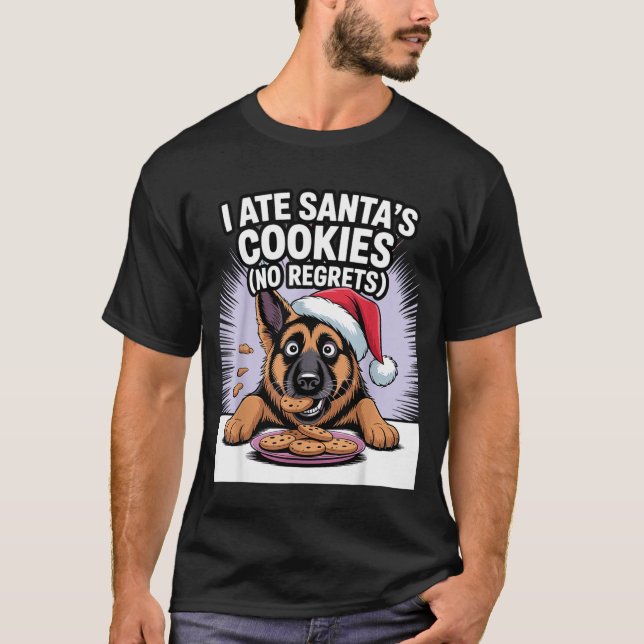 Camiseta I Ate Santas Cookies Puppy Funny Christmas German  (Frente)