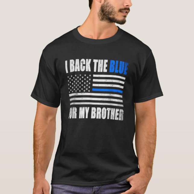 Camiseta I Back The Blue for My Brother Blue line poli (Frente)