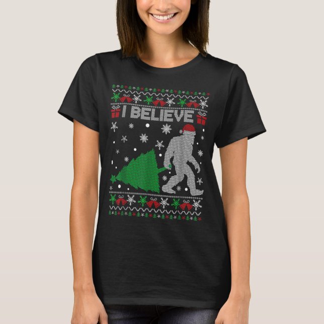 Camiseta I Believe Big Foot Sasquatch Christmas  (Frente)