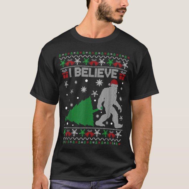 Camiseta I Believe Big Foot Sasquatch Christmas  (Frente)