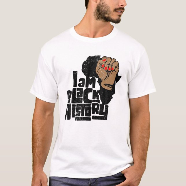 Camiseta I Black History Power Fist African American Que (Frente)
