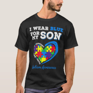 Camiseta I Blue Son for Autism Considere Meu Visto Pais Mo