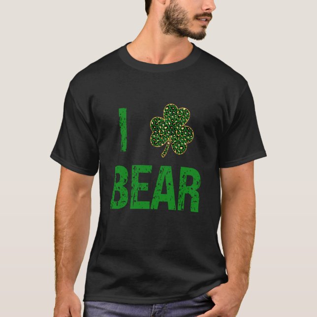Camiseta I C Bear Patrick's Day Irish Gold Leopard Beer (Frente)