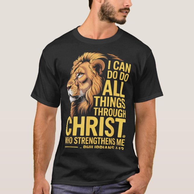 Camiseta I Can Do All Things Through Christ, Cross Lino Chr (Frente)