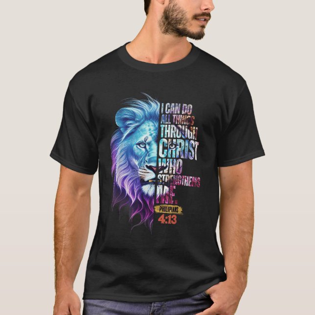 Camiseta I Can Do All Things Through Christ Lion Faith Chri (Frente)