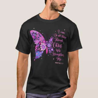 Camiseta I Can Do All Things Through Christ Pretty Butterfl