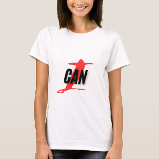 Camiseta "I Can" Dynamic Red & Black Empowerment Word Art