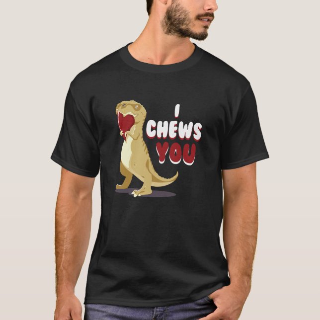 Camiseta I Chews You Cupid Rex Dinosaur Dino Heart Valentin (Frente)