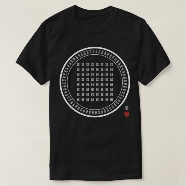 Camiseta I Ching King Wen Sequence 64 Hexagramas 1 (Frente do Design)