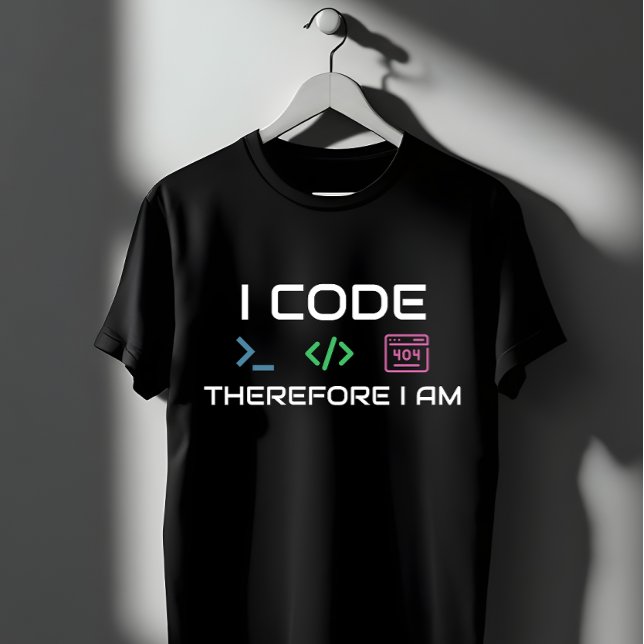 Camiseta I Code Therefore I Am - Programmer 404 Error Geek (Criador carregado)