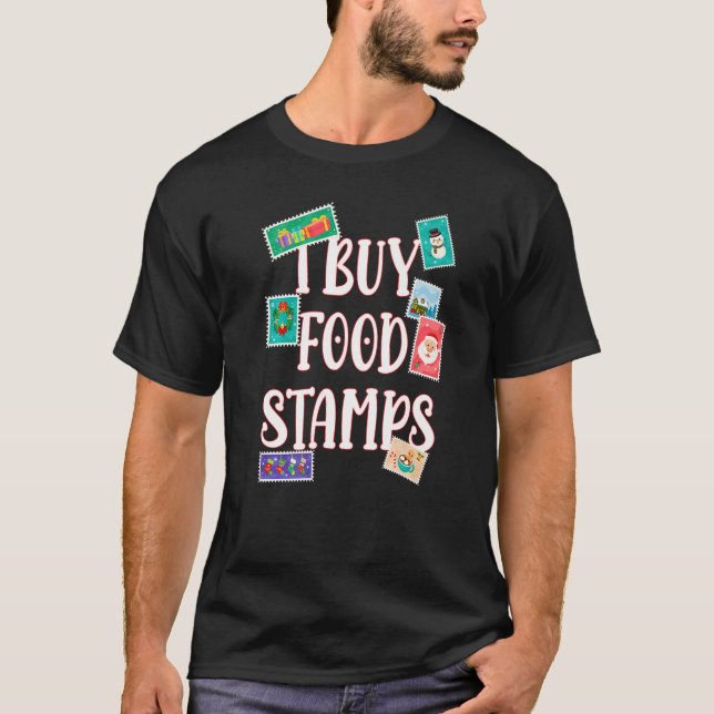 Camiseta I Comprar Comida Carimbos atrás (Frente)