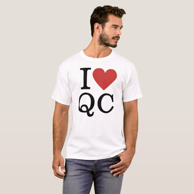 Camiseta I ❤️ Controle de Qualidade QC para Funcionários PE (Frente Completa)