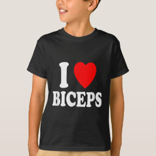 Camiseta I Coração (amor) Biceps Músculos de Gym Levantando