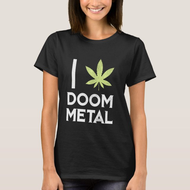 Camiseta I Coração Doom Metal Stoner Pote Folha Metalhead W (Frente)