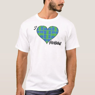 Camiseta I Coração Pickleball Blue & Green Pickleball Court