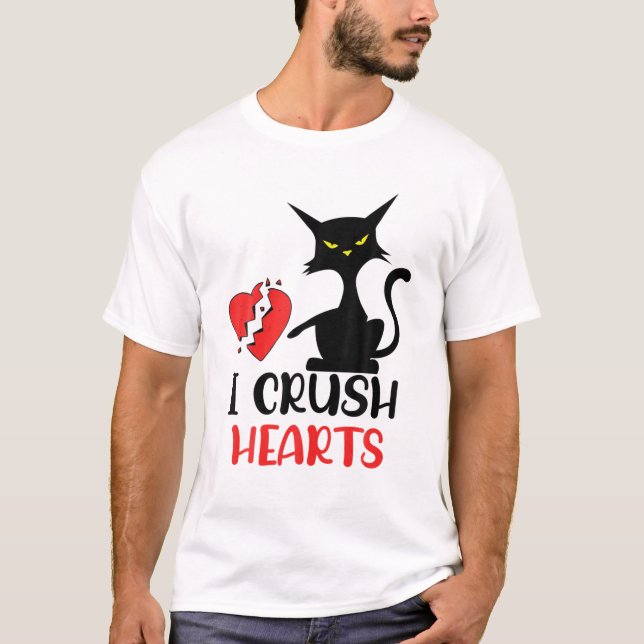 Camiseta I Crush Hearts Funny Black Cats Valentine Cat Crus (Frente)