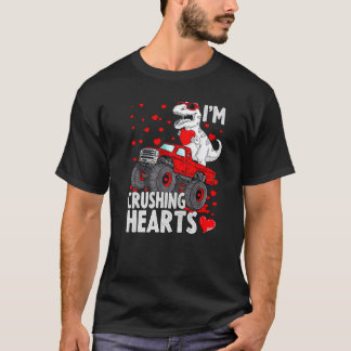 Camiseta I Crush Hearts Trex Dino Monster Truck Boys Valent