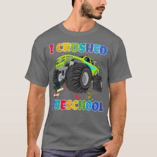 Camiseta I Crush Preschool Green Caminhão esmagado pré-esco