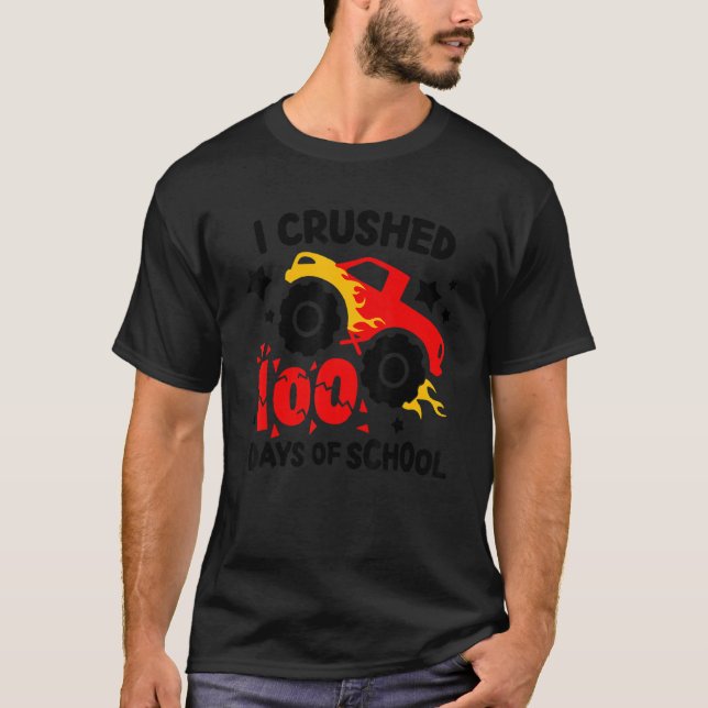 Camiseta I Crushed 100 Days Of School Big Monster Truck Cru (Frente)