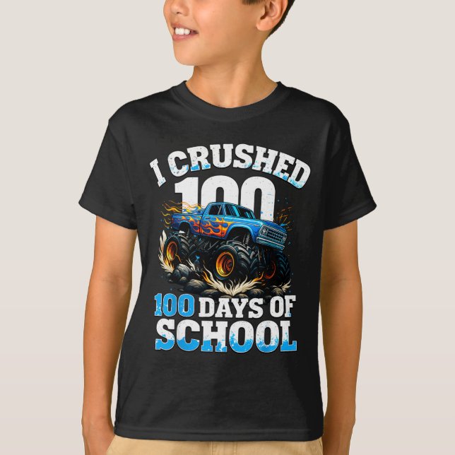 Camiseta I Crushed 100 Days Of School Monster Truck 100th D (Frente)