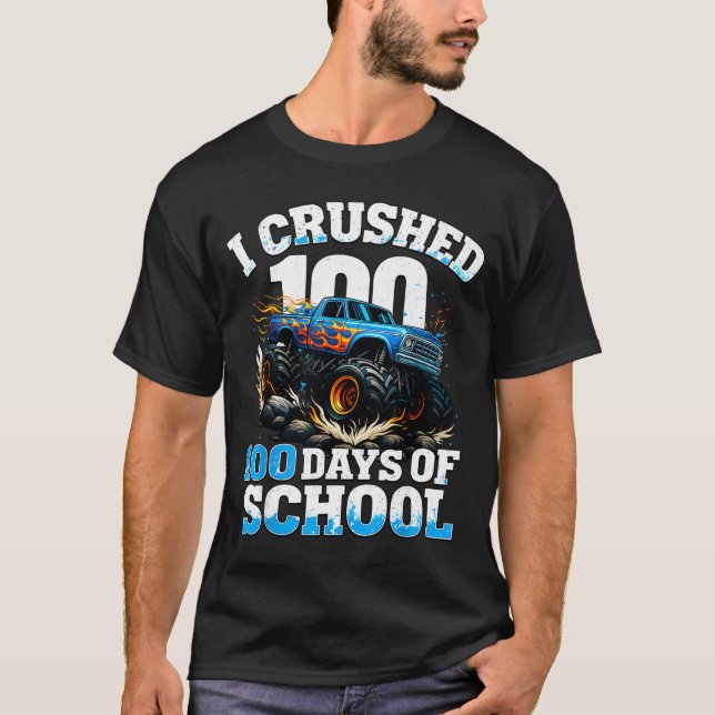Camiseta I Crushed 100 Days Of School Monster Truck 100th D (Frente)