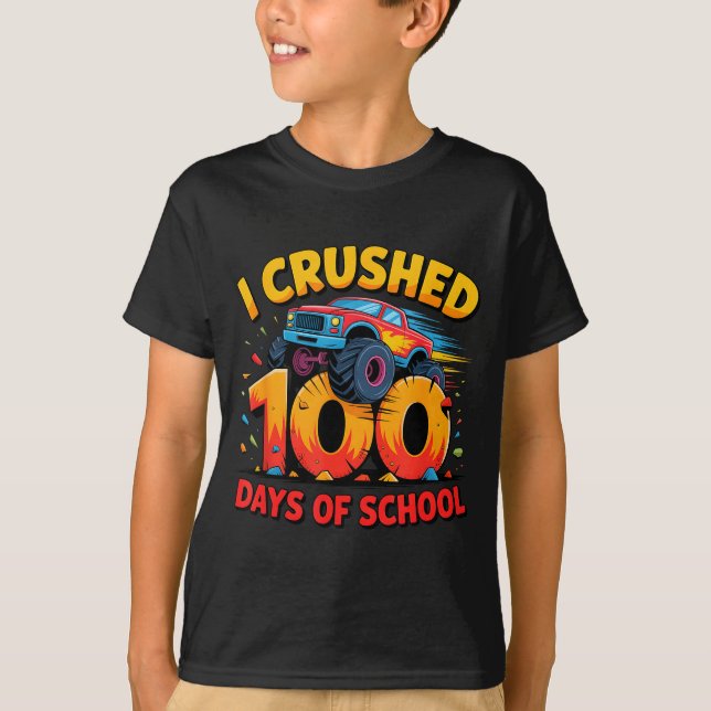 Camiseta I Crushed 100 Days Of School Monster Truck Girls B (Frente)