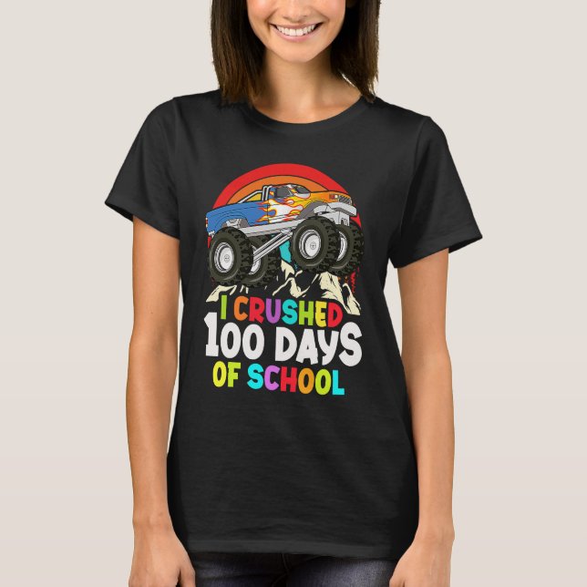 Camiseta I Crushed 100 Days Of School Monster Truck Kids Bo (Frente)
