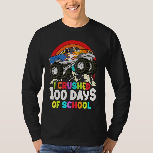 Camiseta I Crushed 100 Days Of School Monster Truck Kids Bo (Frente)