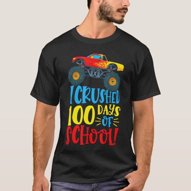 Camiseta I Crushed 100 Days Of School Monsterruck Car Boy f (Frente)