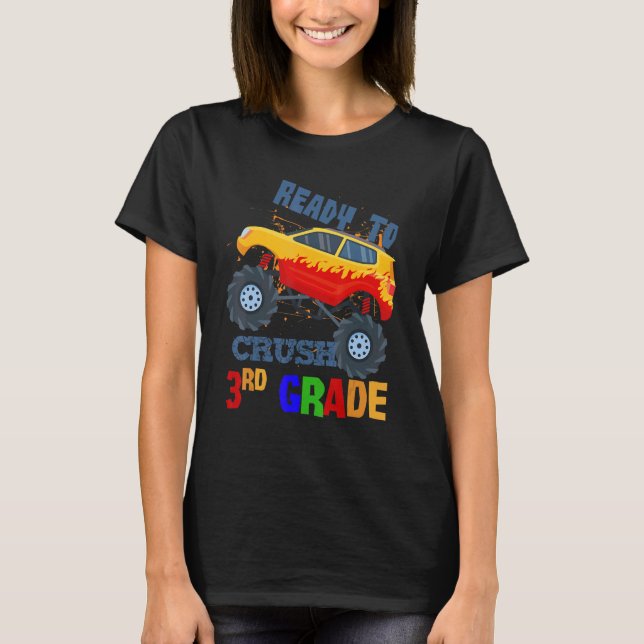 Camiseta I Crushed 3rd Grade Monster Truck Boys Back To Sch (Frente)