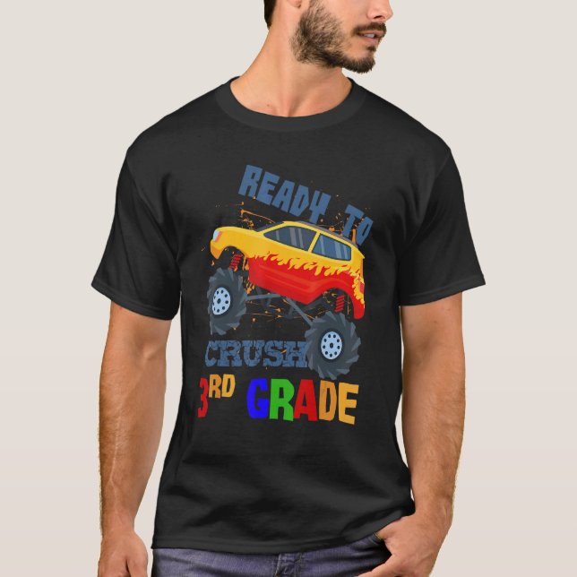 Camiseta I Crushed 3rd Grade Monster Truck Boys Back To Sch (Frente)