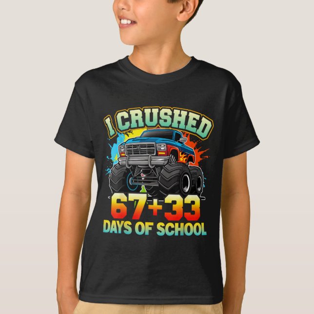 Camiseta I Crushed 67 Days Of School Monster Truck 100 Days (Frente)