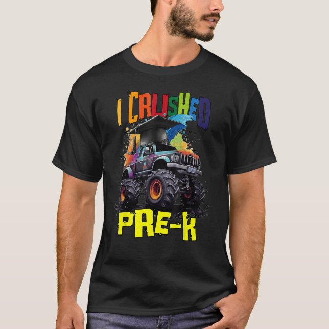 Camiseta I Crushed Pre K Monster Truck Graduation Cap Boys (Frente)