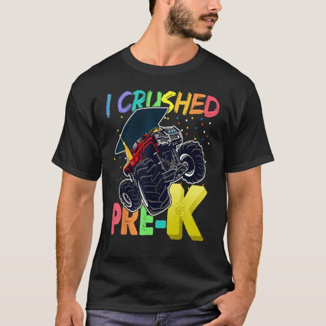 Camiseta I Crushed Pre K Monster Truck Graduation Cap  Boys (Frente)