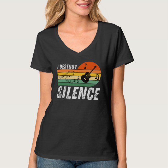 Camiseta I Destroy Silence   Acoustic Guitar Musician (Frente)
