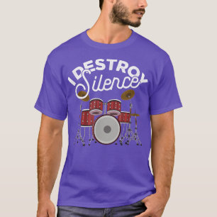 Camiseta I Destroy Silence Funny Drummer Band Music Beat Dr