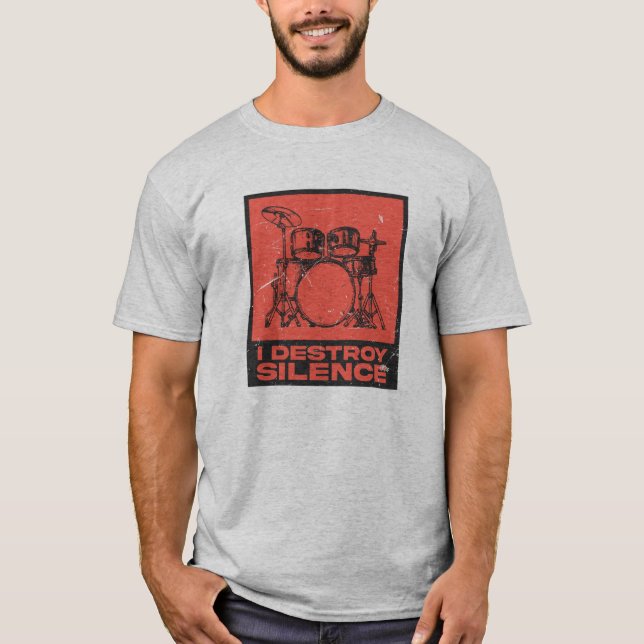 Camiseta I Destroy Silence - Retro Drummer (Frente)