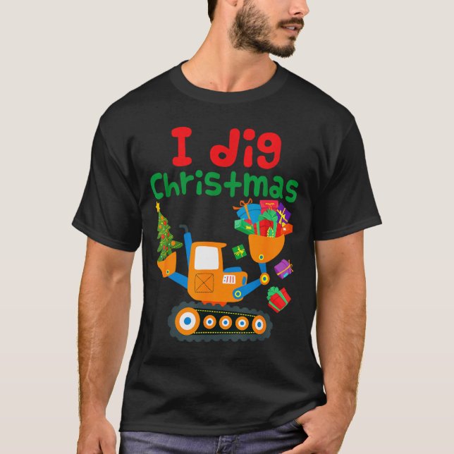 Camiseta I Dig Christmas Excavator Construction Boys Toddle (Frente)