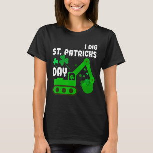 Camiseta I Dig Dia de São Patrício Excavator trator Kid Men