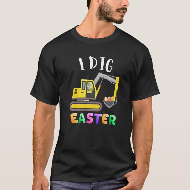 Camiseta I Dig Easter Bunny Rabbit Driving Trator Eggs 202 (Frente)