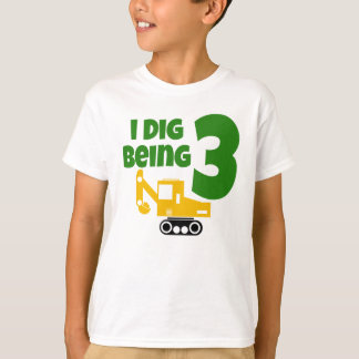 Camiseta I Dig Sendo 3 Crianças aniversário de 3 anos