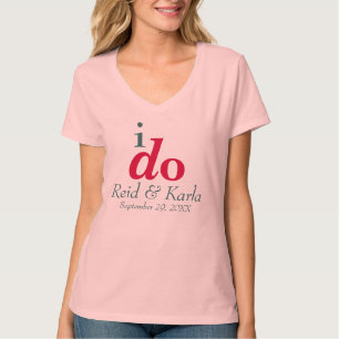 Camiseta I DO Custom Wedk Date V-Neck T Shirt