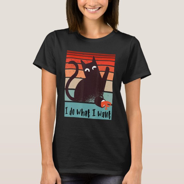 Camiseta I do what I want  rebel cat spilling a coffee cup (Frente)