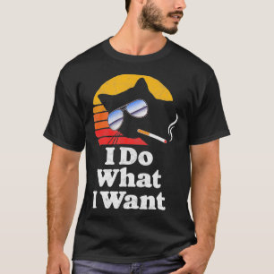Camiseta I Do What Want Cool Funny Cat & Retro Sunglasses S