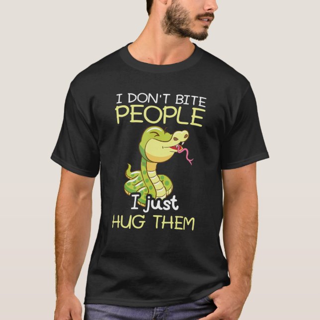Camiseta I Don't Bite People I Just Hug Them Snake   Ball P (Frente)